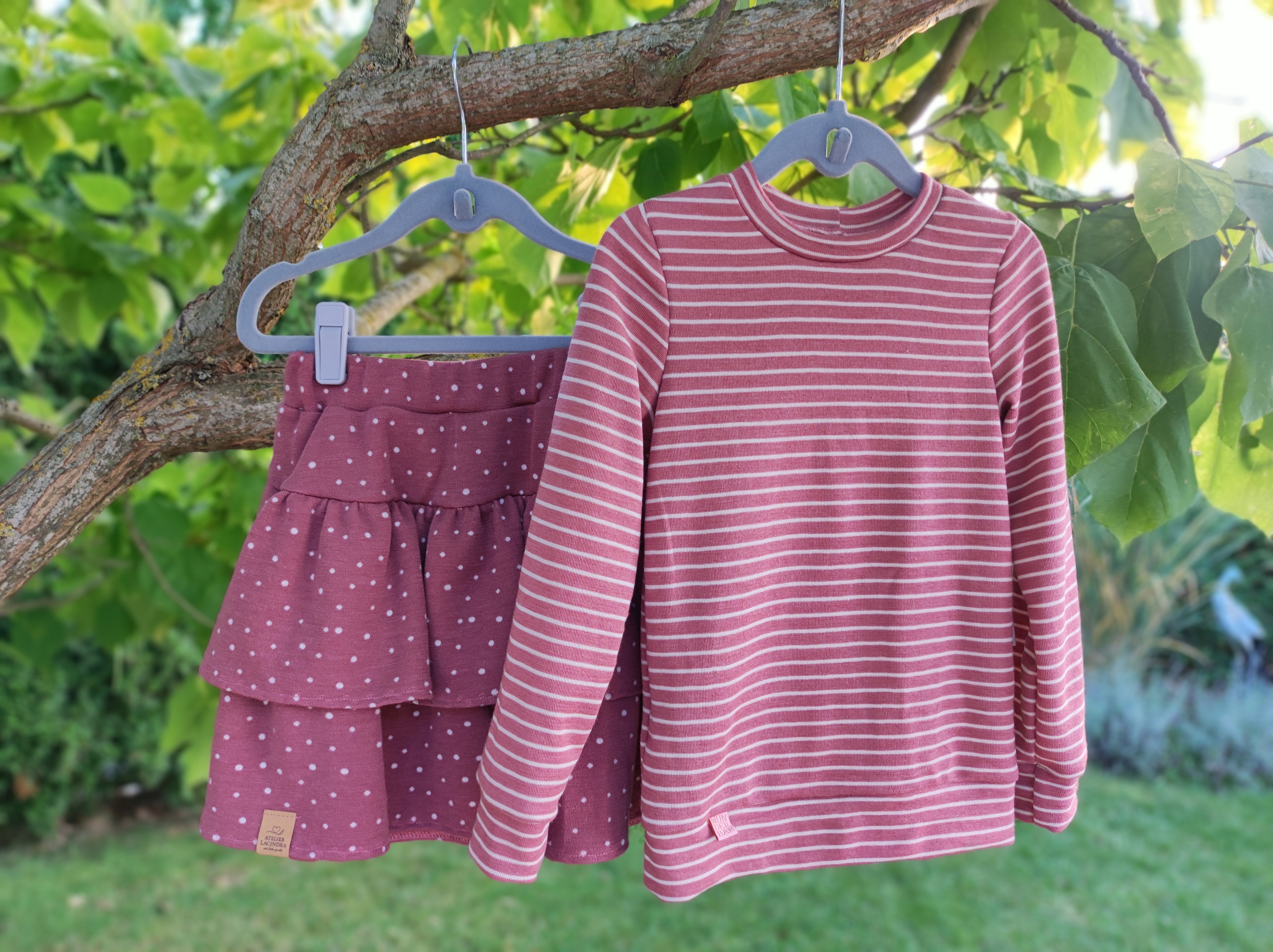 Wolle-Seide- Langarmshirt *Ringel Altrosa*