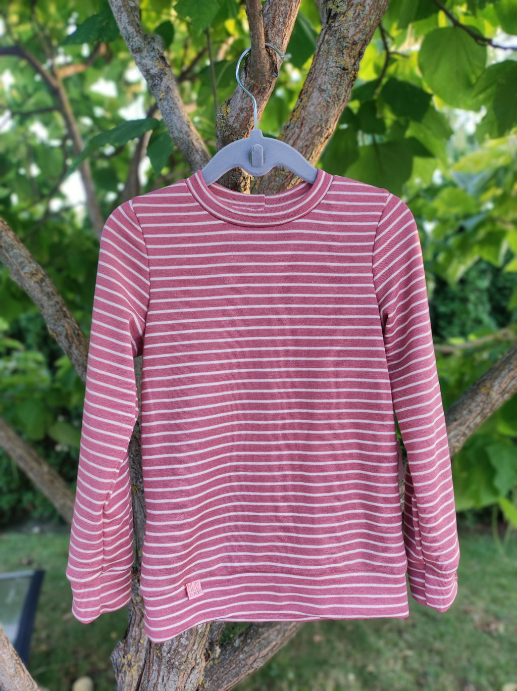 Wolle-Seide- Langarmshirt *Ringel Altrosa*