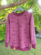 Pullover Wolle-Seide-Frottee Vögel