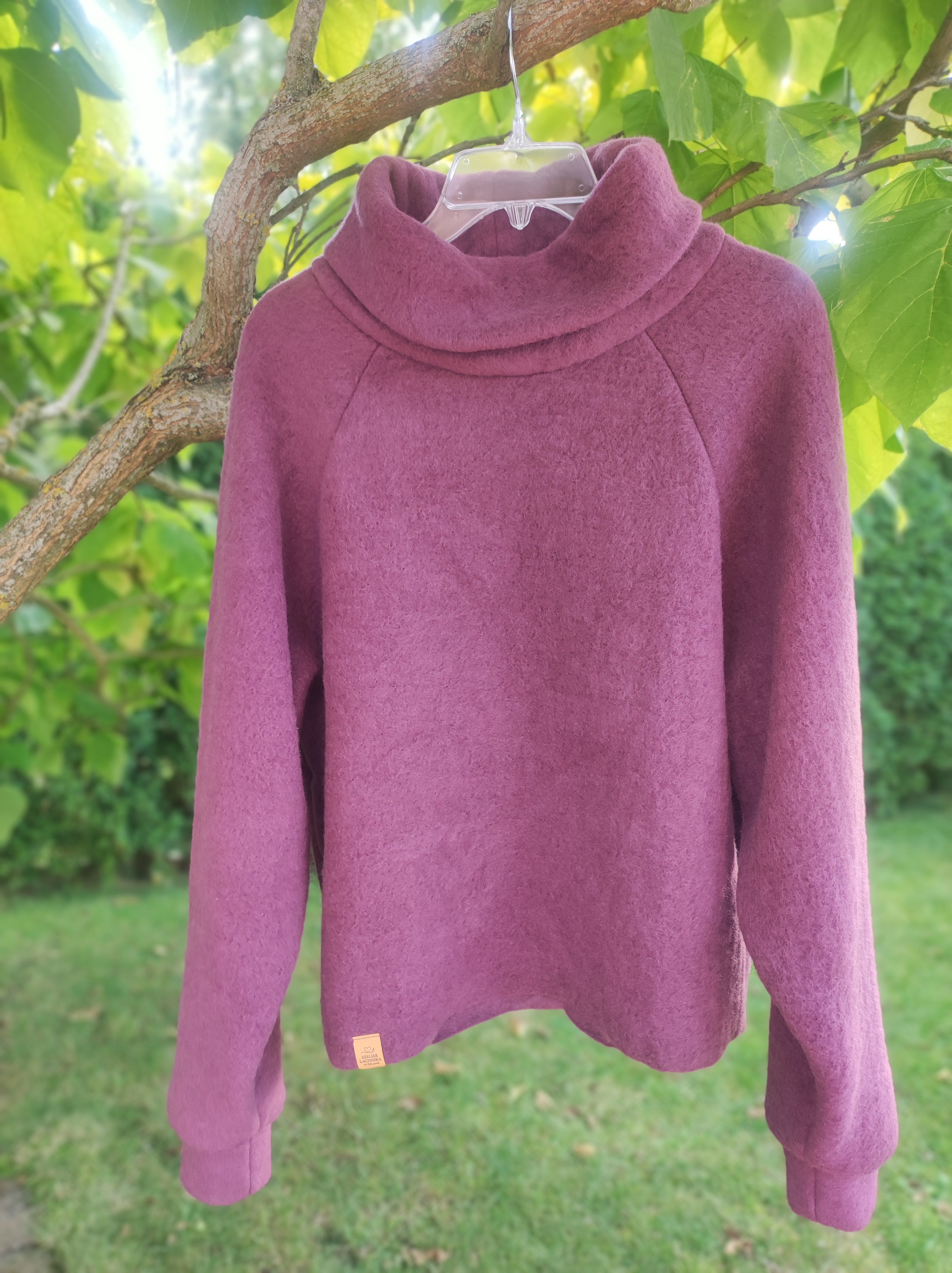 Damen Wollfleece Overzize Pullover *Bordeaux*