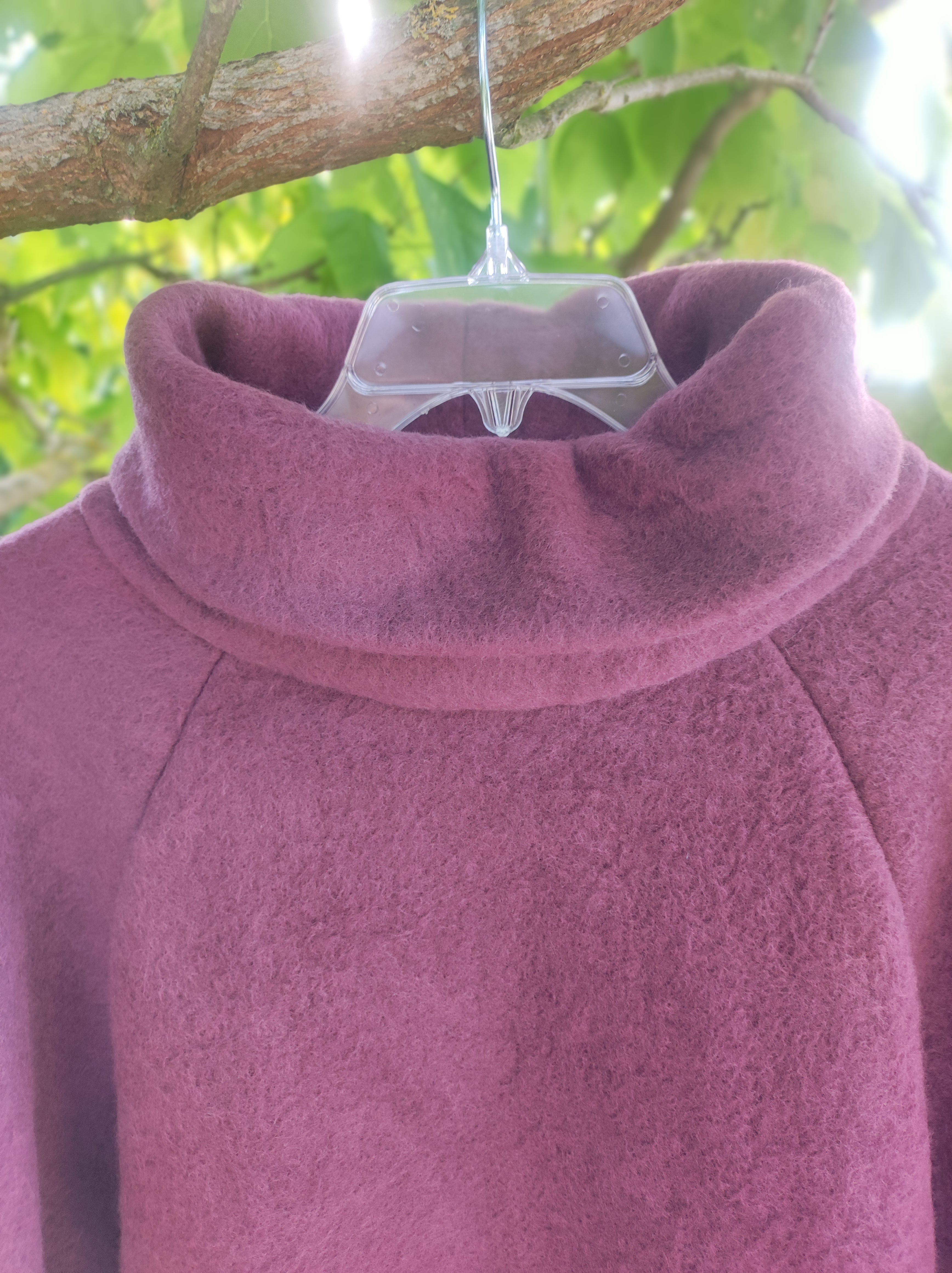 Damen Wollfleece Overzize Pullover *Bordeaux*