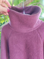 Damen Wollfleece Overzize Pullover *Bordeaux*