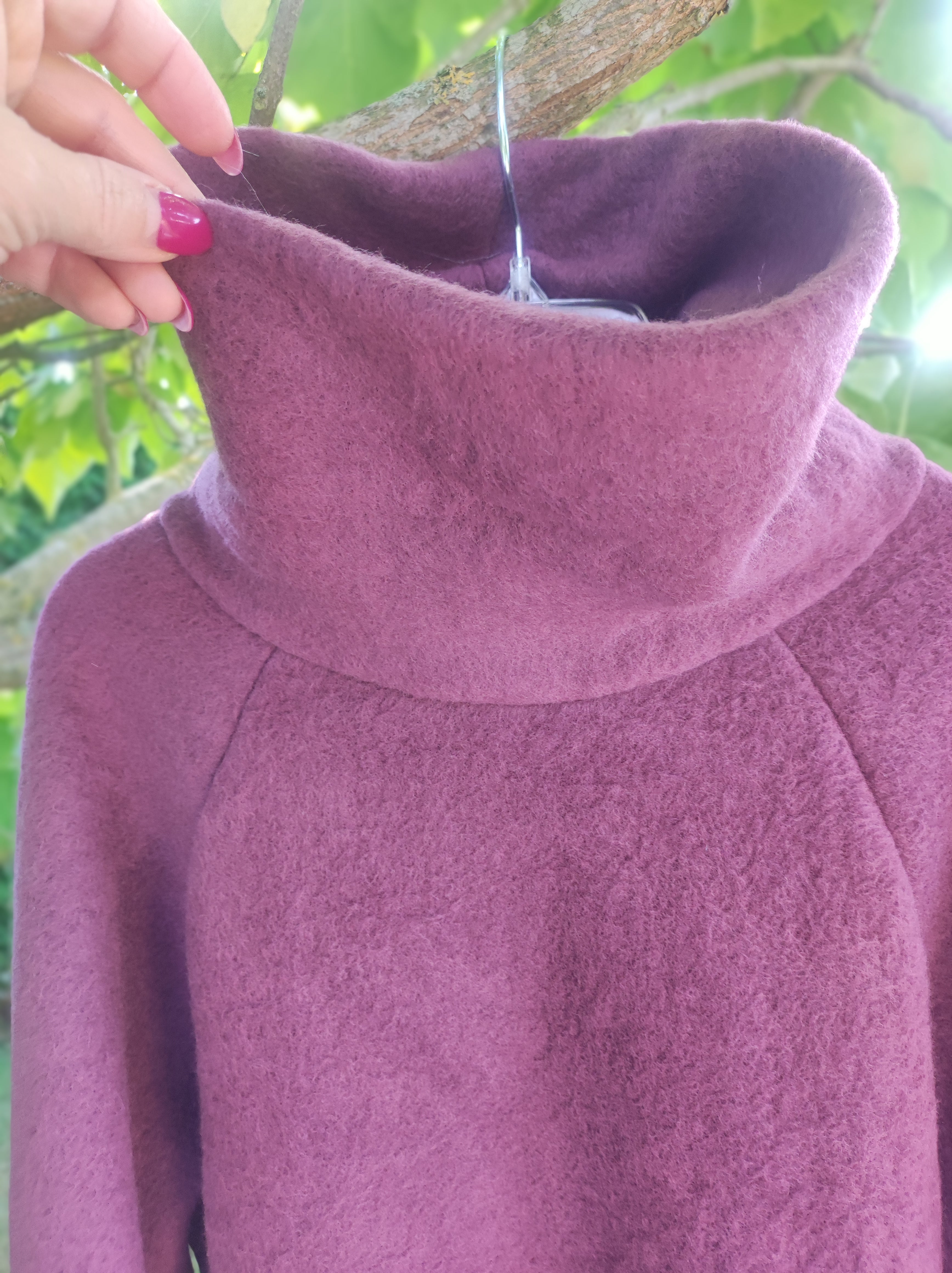 Damen Wollfleece Overzize Pullover *Bordeaux*