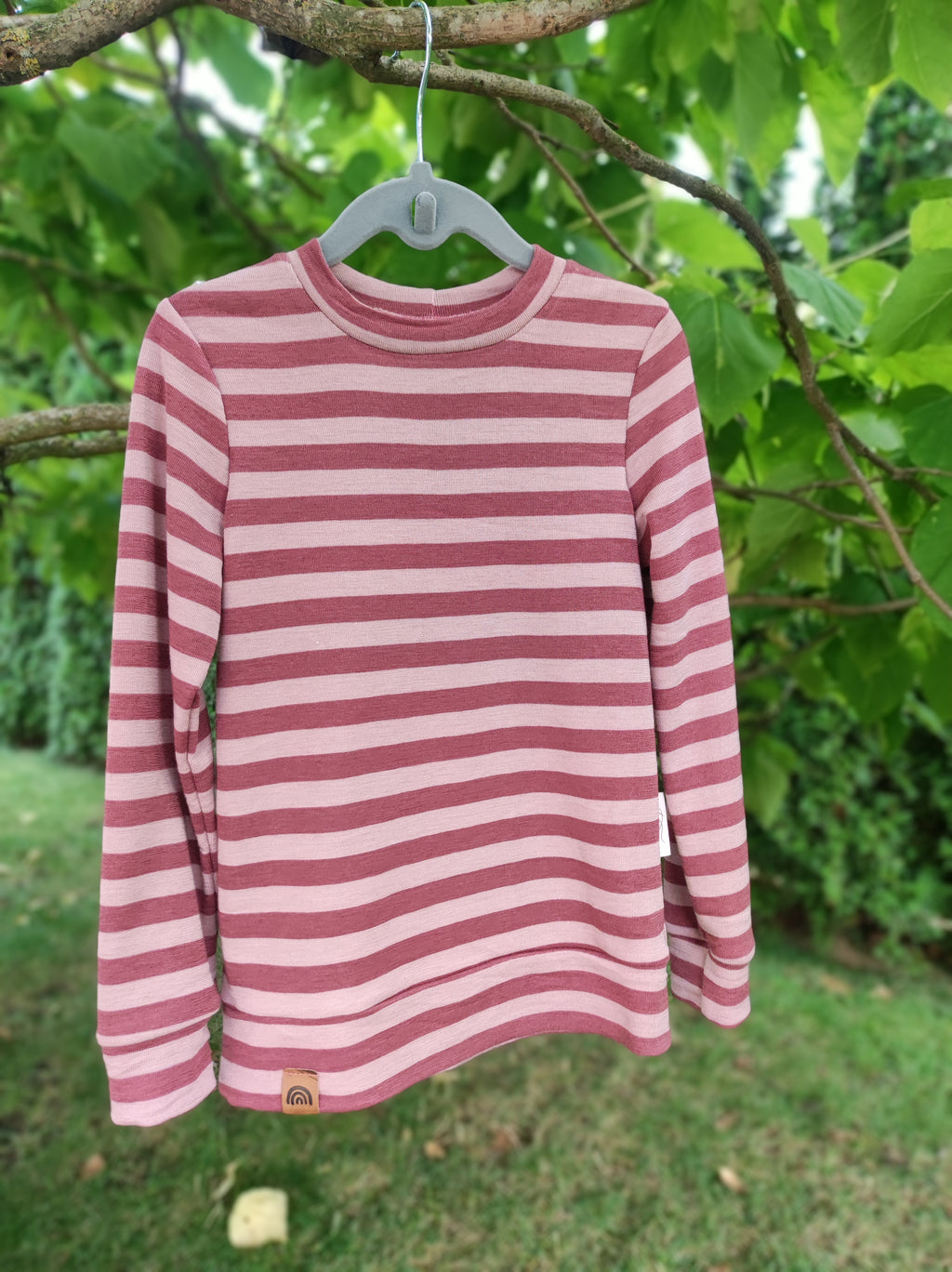 Wolle-Seide- Langarmshirt *Ringel Wildbeere*