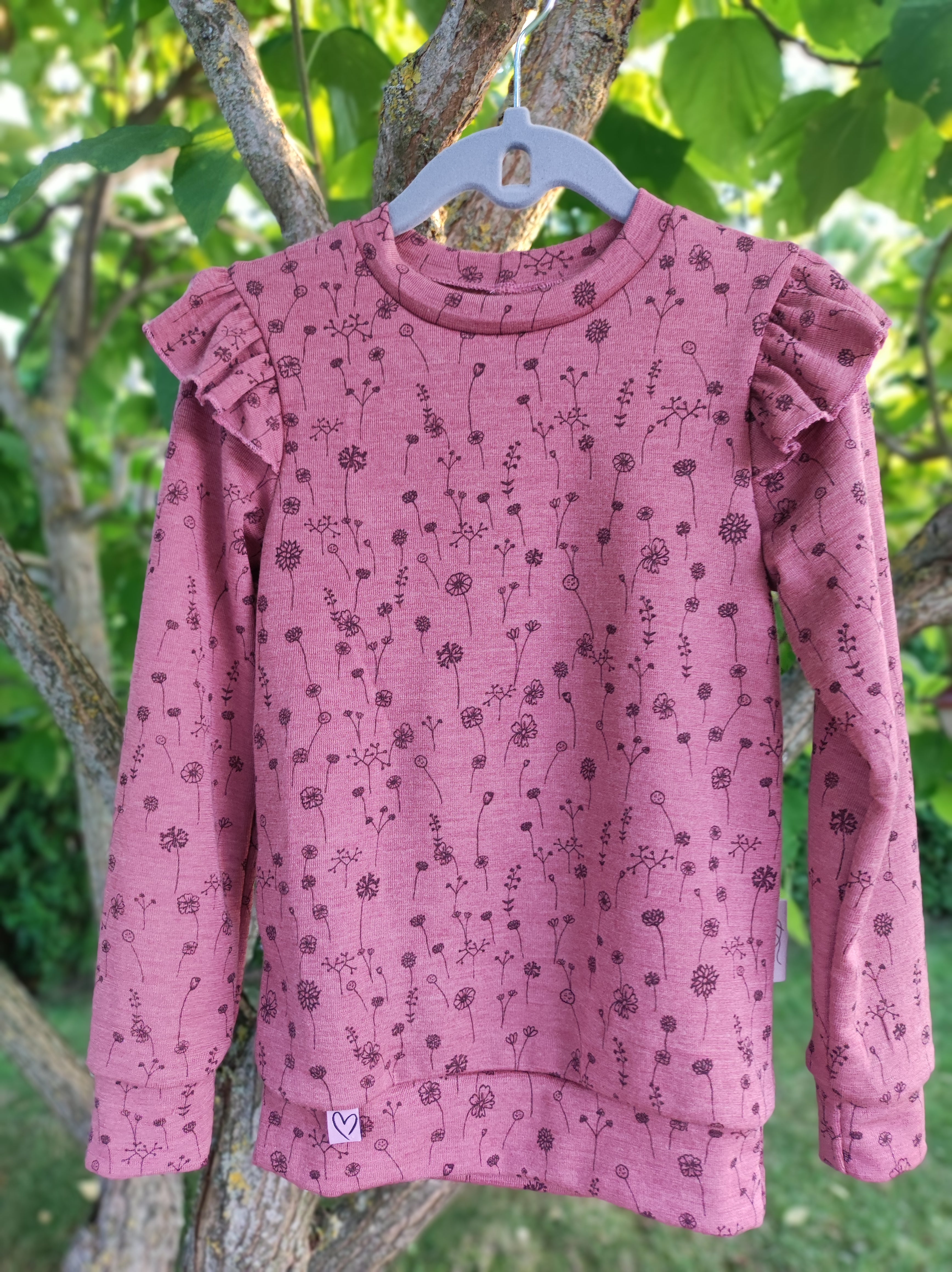 Wolle-Seide- Langarmshirt *Blumen*