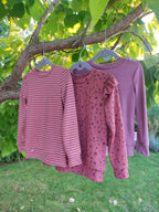 Wolle-Seide- Langarmshirt *Ringel Altrosa*