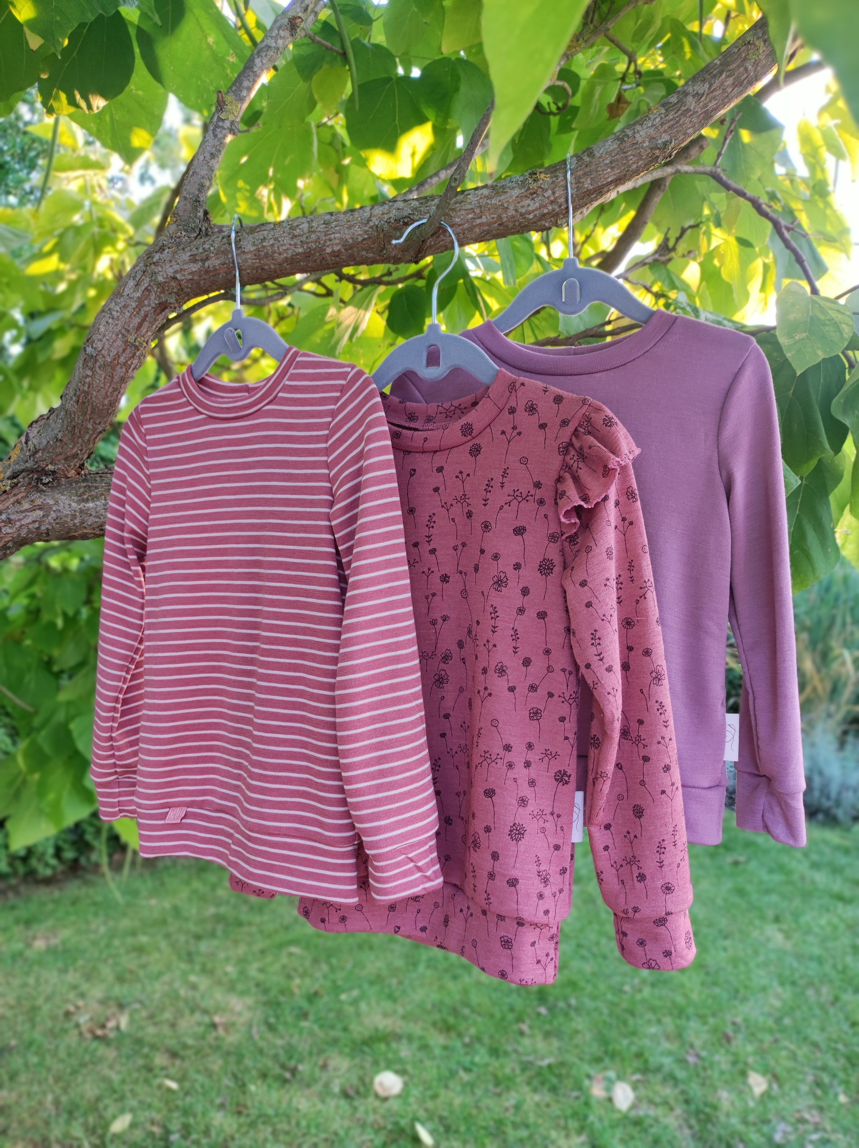 Wolle-Seide- Langarmshirt *Ringel Altrosa*