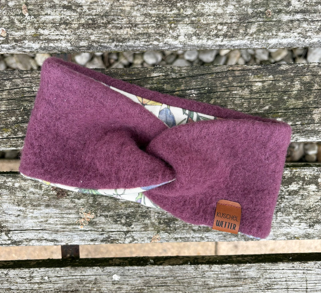 Wollfleece-Stirnband mit Twist *Bordeaux*