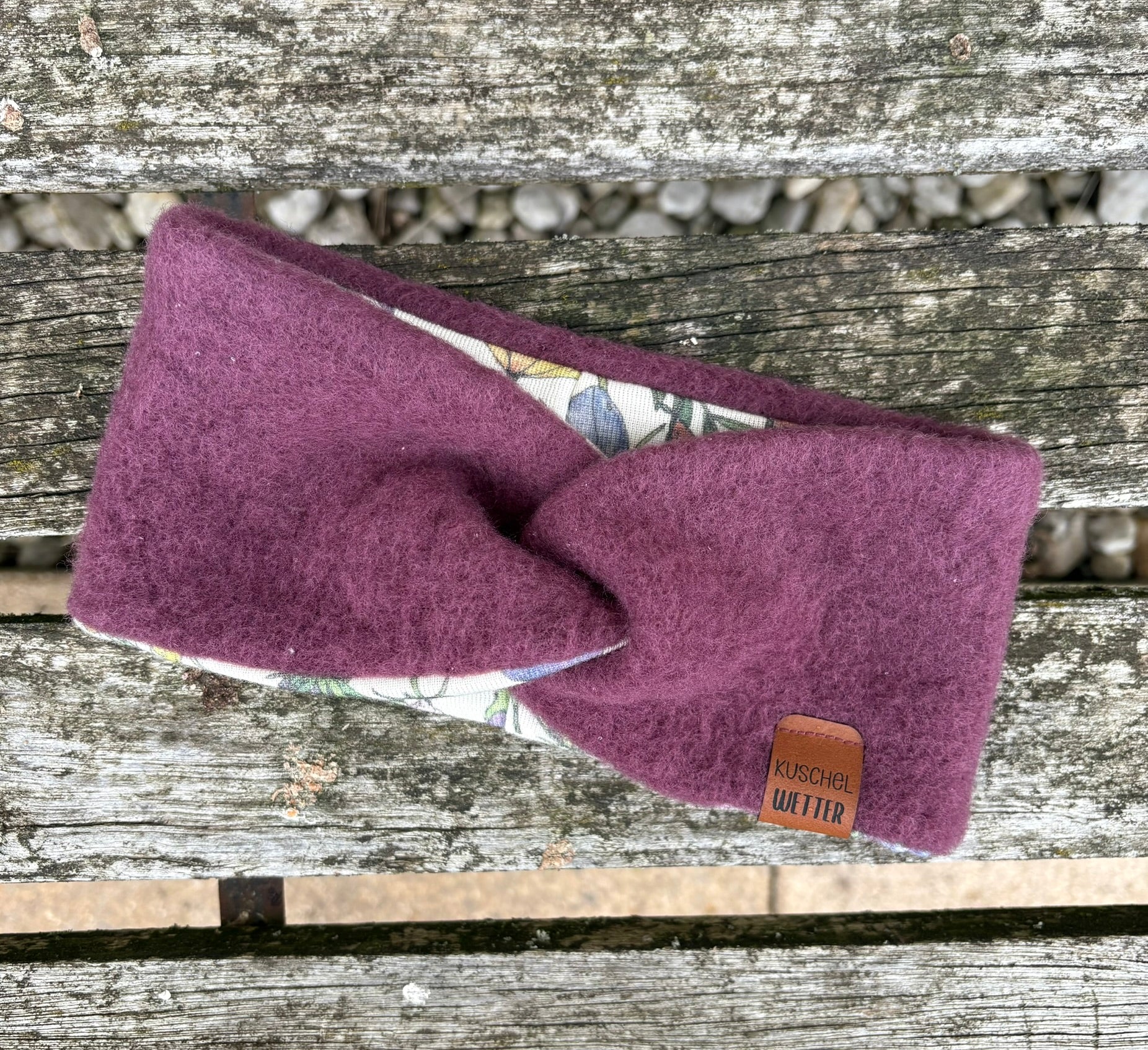 Wollfleece-Stirnband mit Twist *Bordeaux*