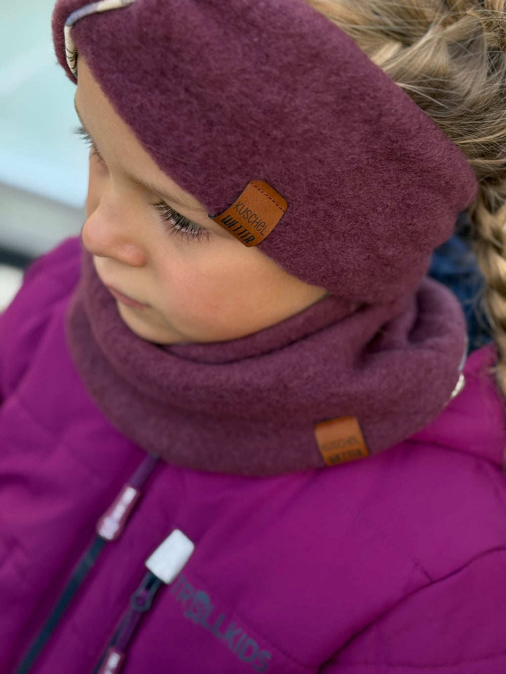 Wollfleece-Stirnband mit Twist *Bordeaux*
