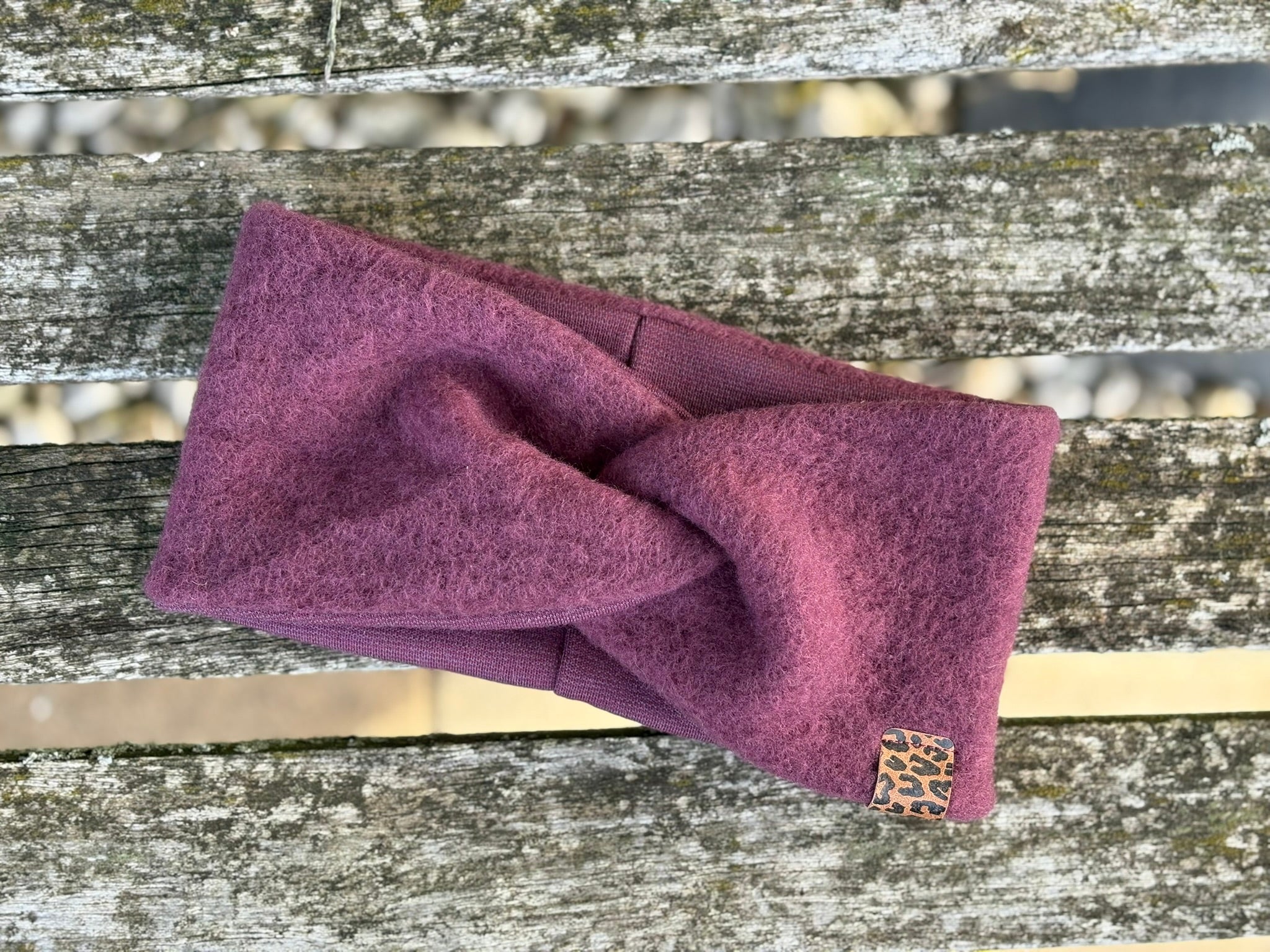 Damen Wollfleece-Stirnband mit Twist *Bordeaux*