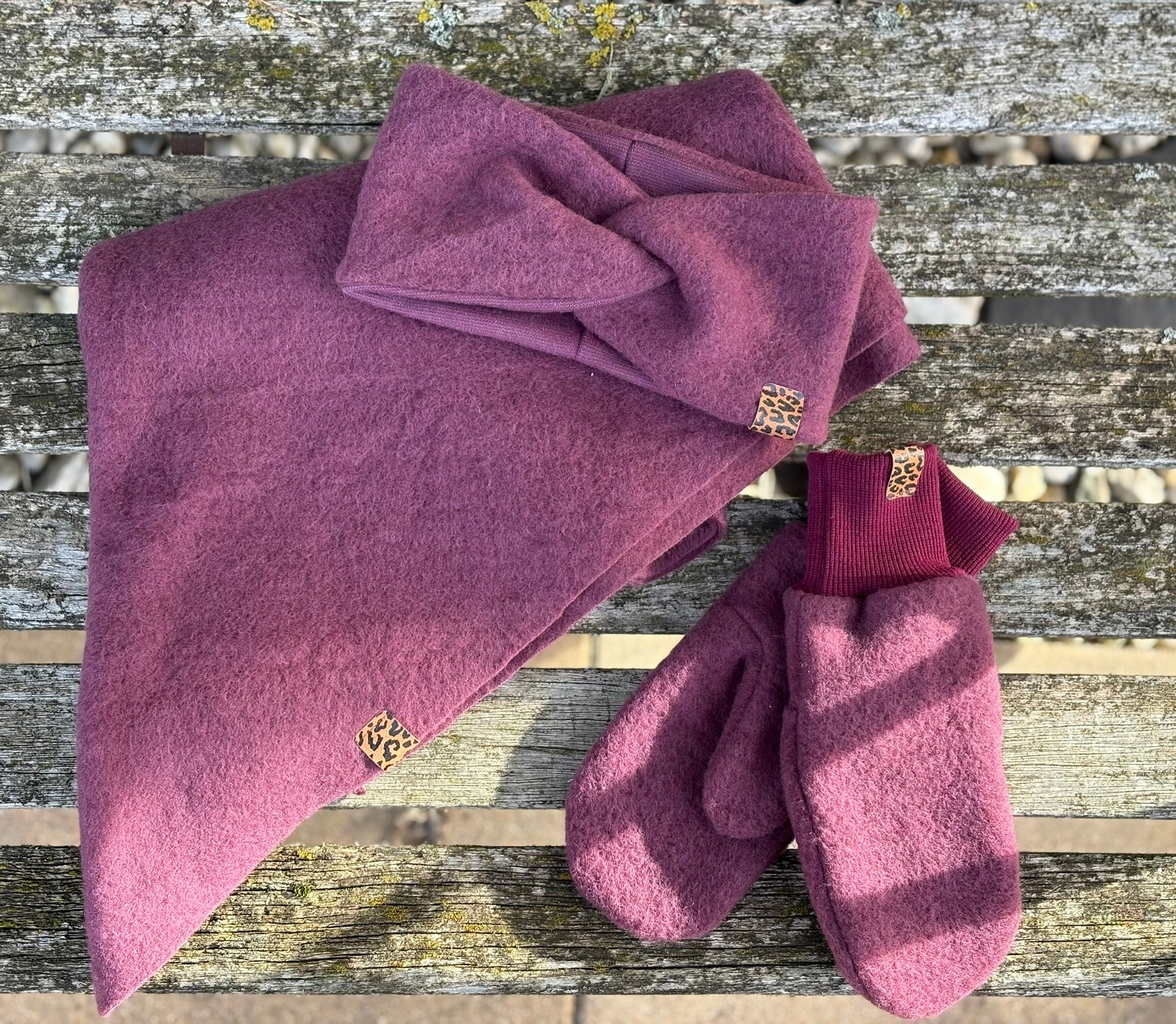 Damen Wollfleece-Handschuhe *Bordeaux*