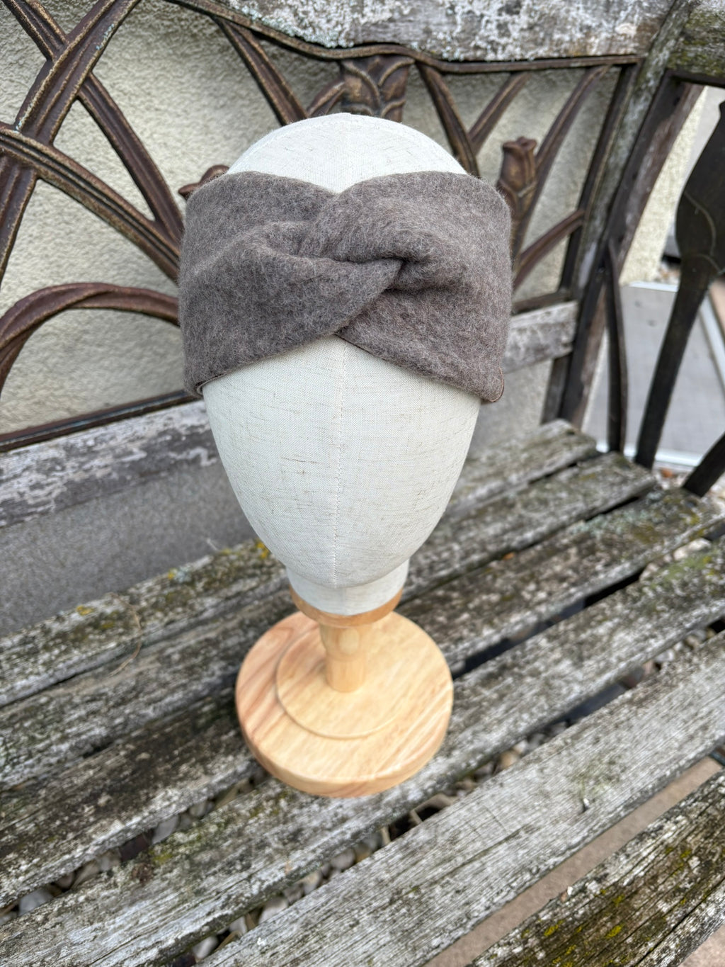 Damen Wollfleece-Stirnband mit Twist *Walnuss*