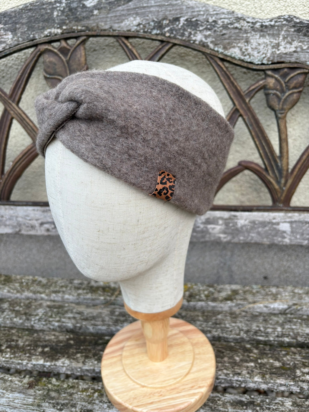 Damen Wollfleece-Stirnband mit Twist *Walnuss*