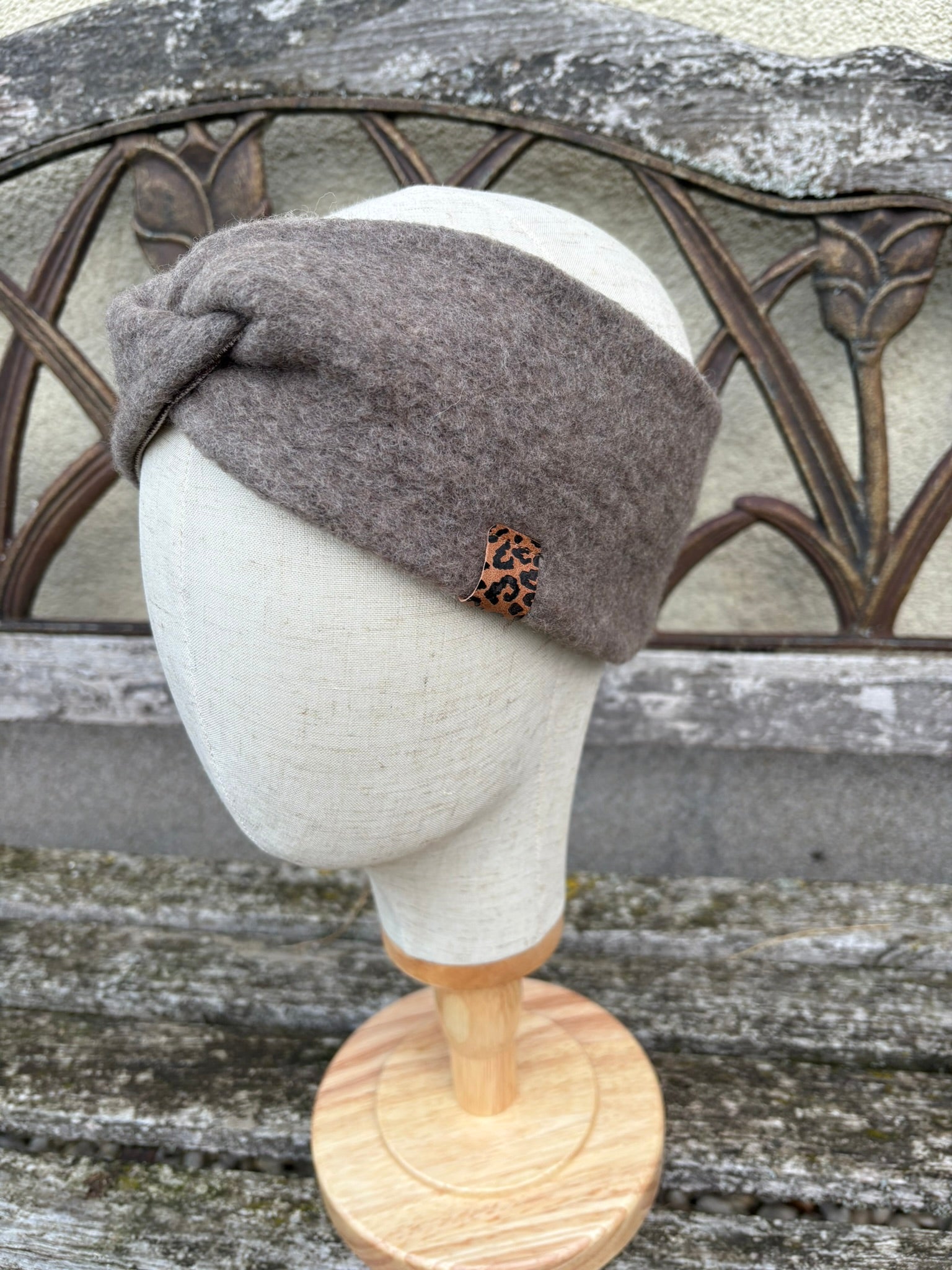 Damen Wollfleece-Stirnband mit Twist *Walnuss*