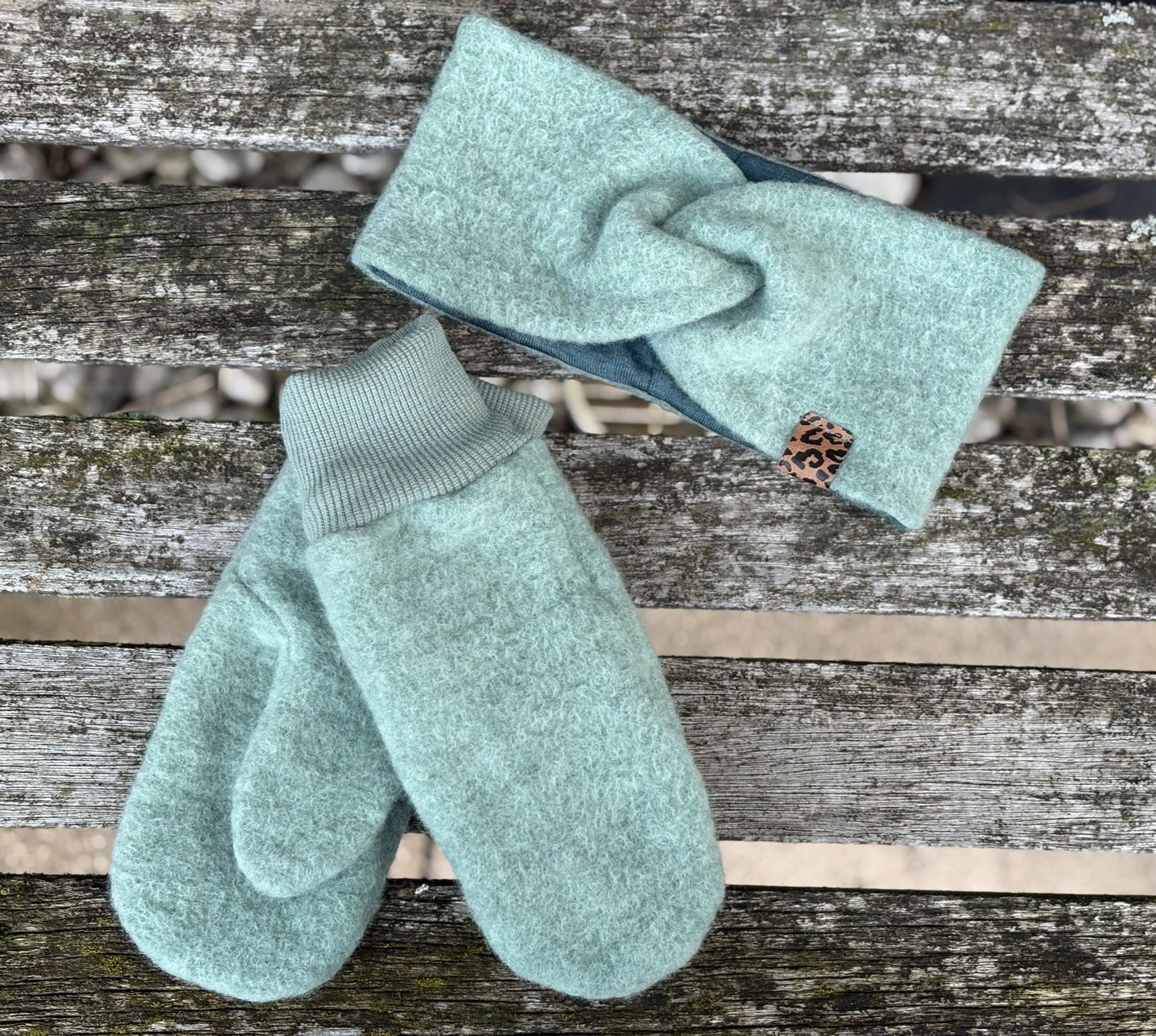 Damen Wollfleece-Stirnband mit Twist *Salbei*