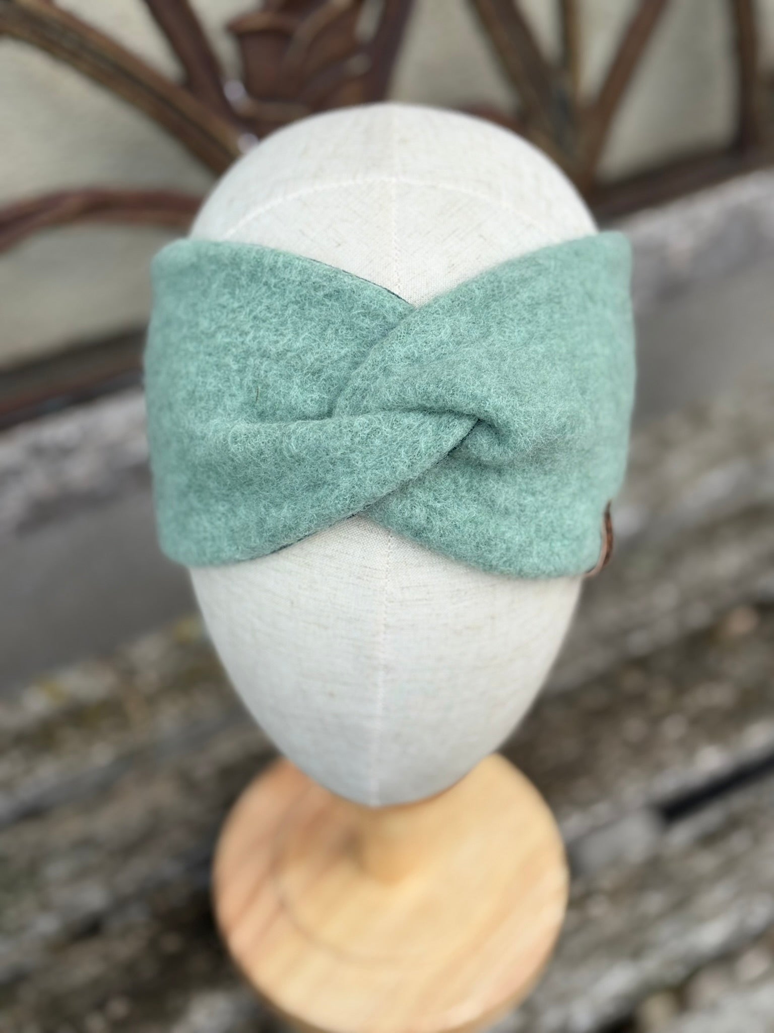 Damen Wollfleece-Stirnband mit Twist *Salbei*