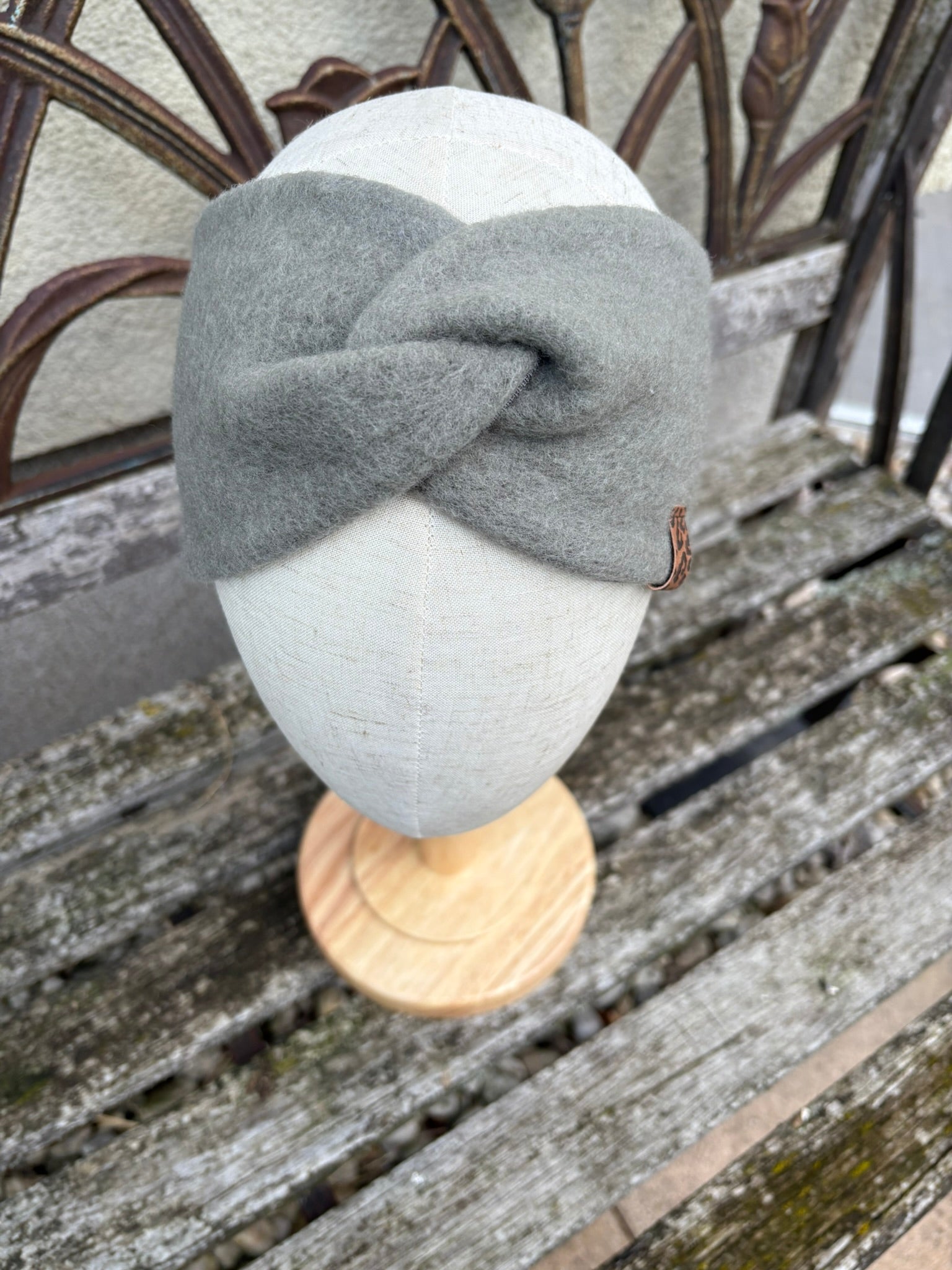 Damen Wollfleece-Stirnband mit Twist *Raucholiv*