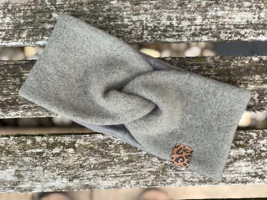 Damen Wollfleece-Stirnband mit Twist *Raucholiv*
