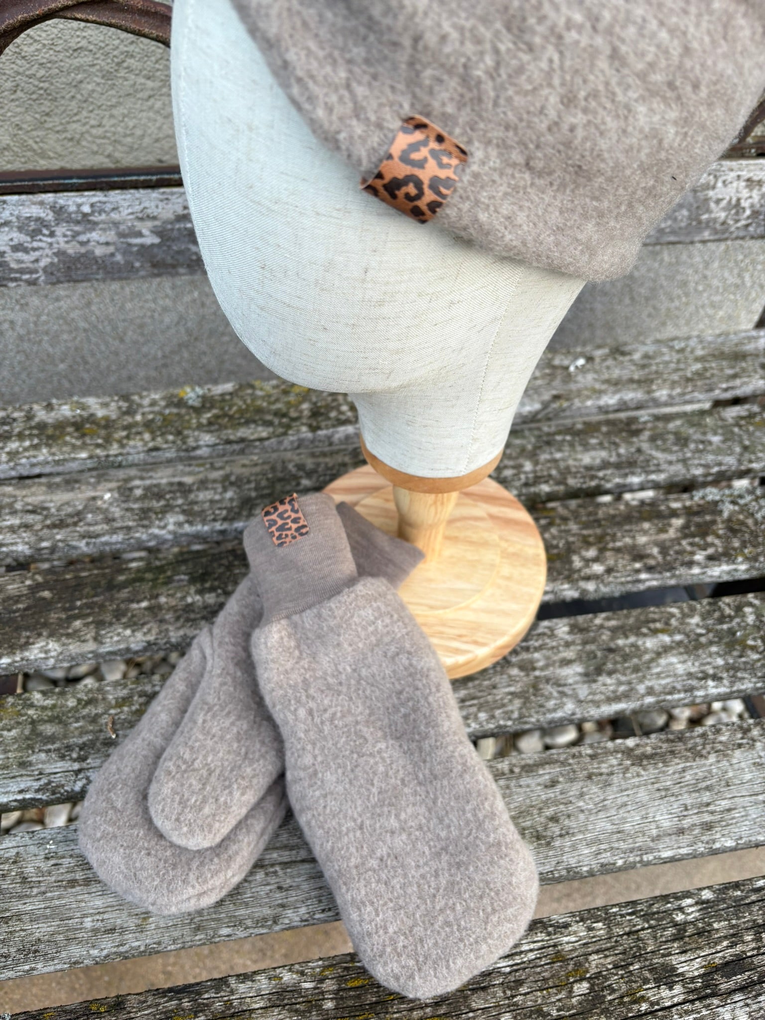 Damen Wollfleece-Stirnband mit Twist *Beige*