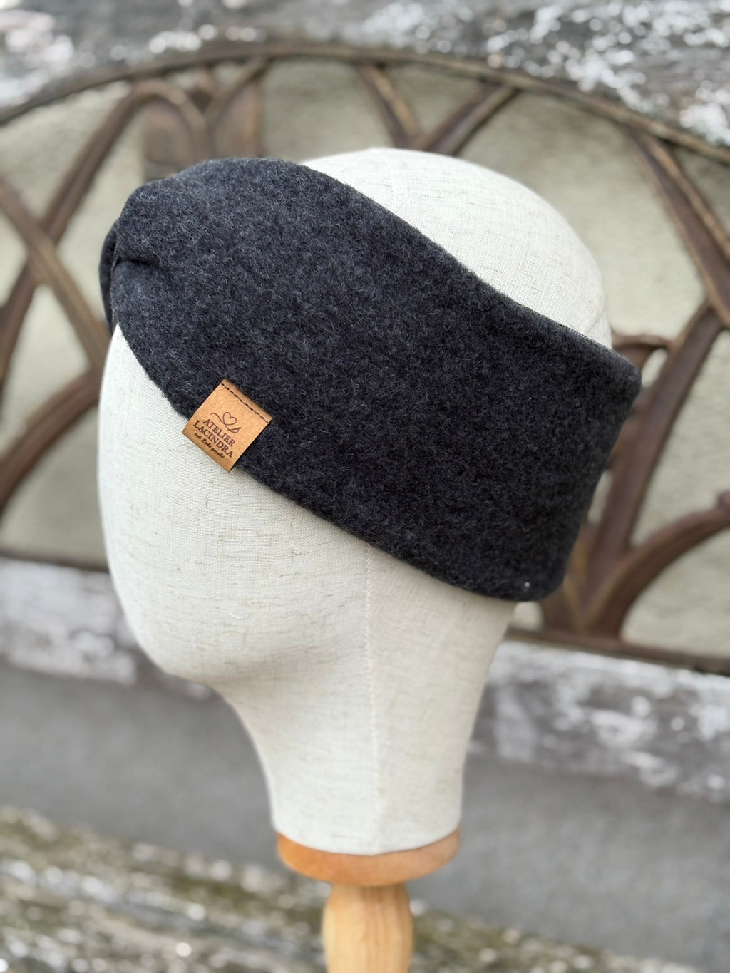 Damen Wollfleece-Stirnband mit Twist *Anthrazit*