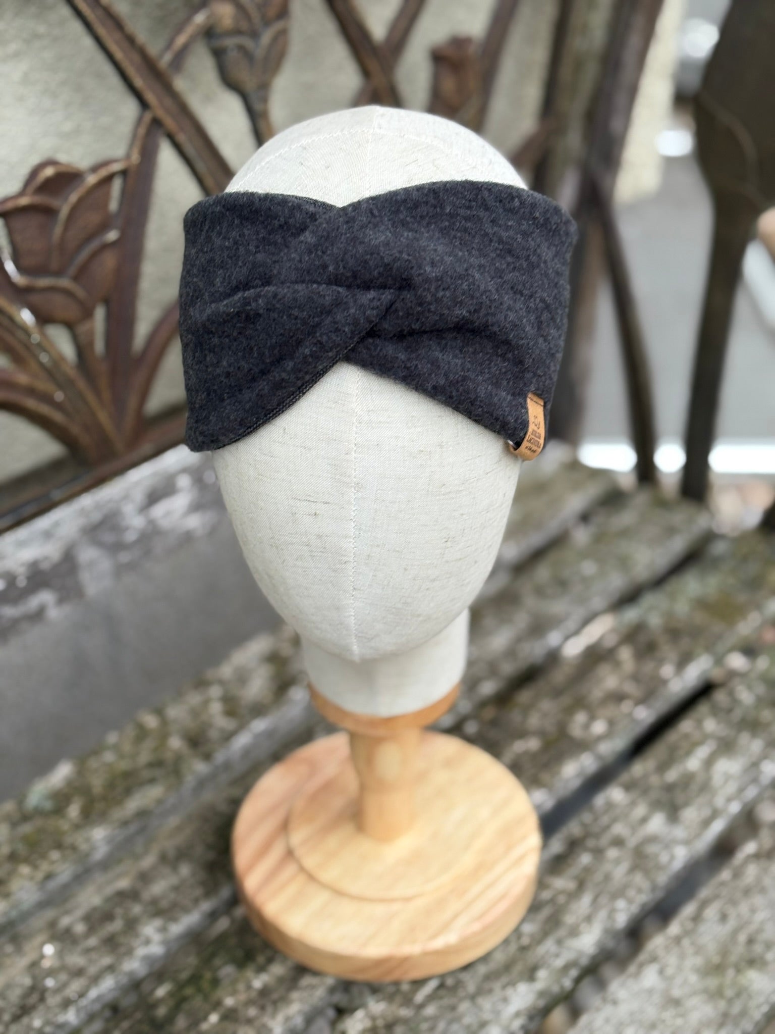Damen Wollfleece-Stirnband mit Twist *Anthrazit*