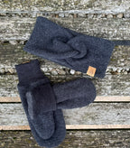 Damen Wollfleece-Stirnband mit Twist *Anthrazit*