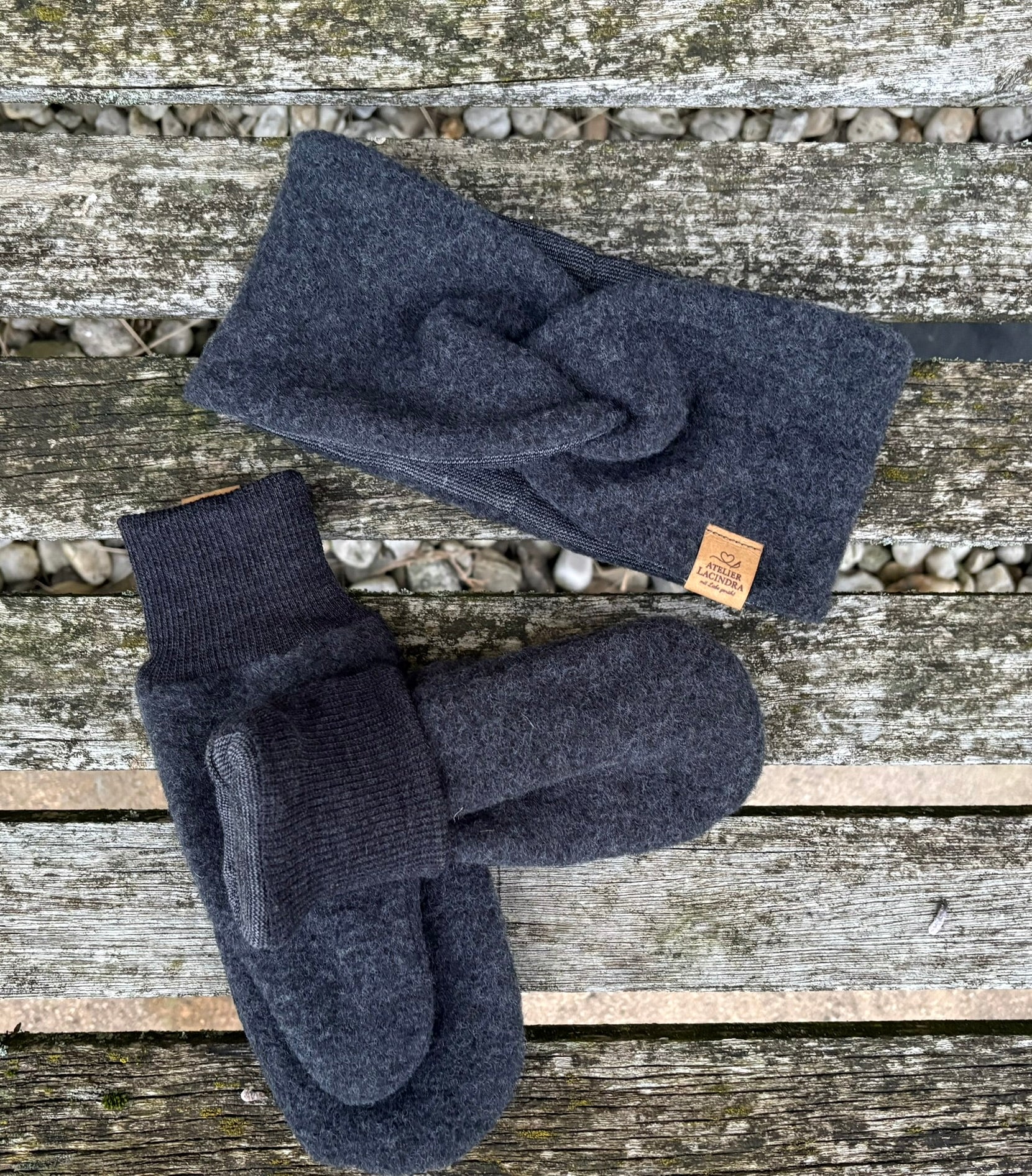 Damen Wollfleece-Stirnband mit Twist *Anthrazit*