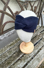 Damen Wollfleece-Stirnband mit Twist *Tiefseeblau*
