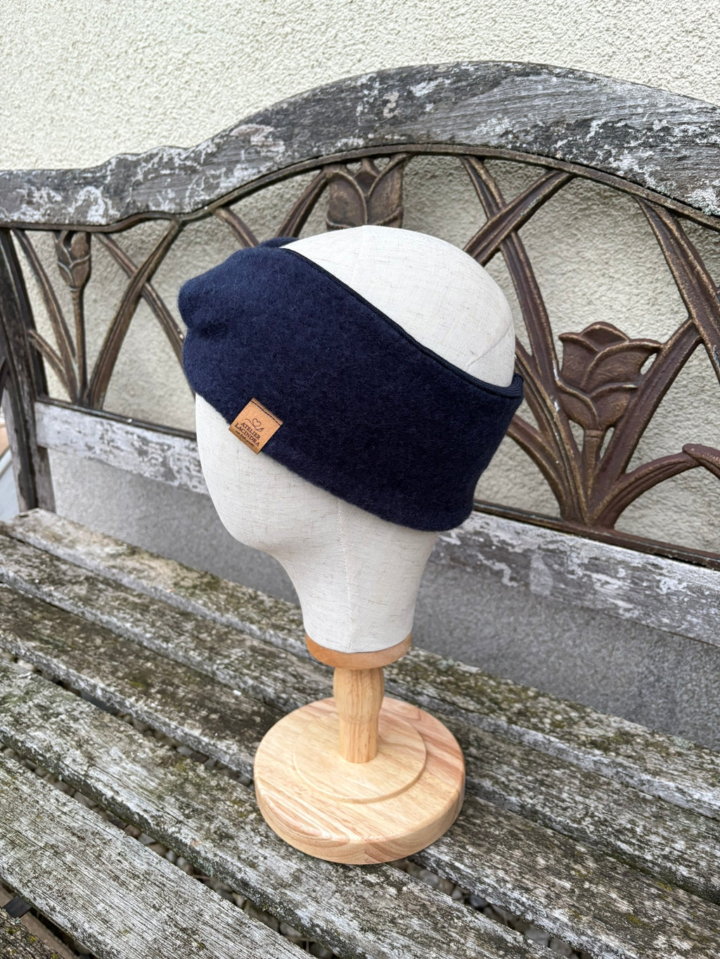 Damen Wollfleece-Stirnband mit Twist *Tiefseeblau*