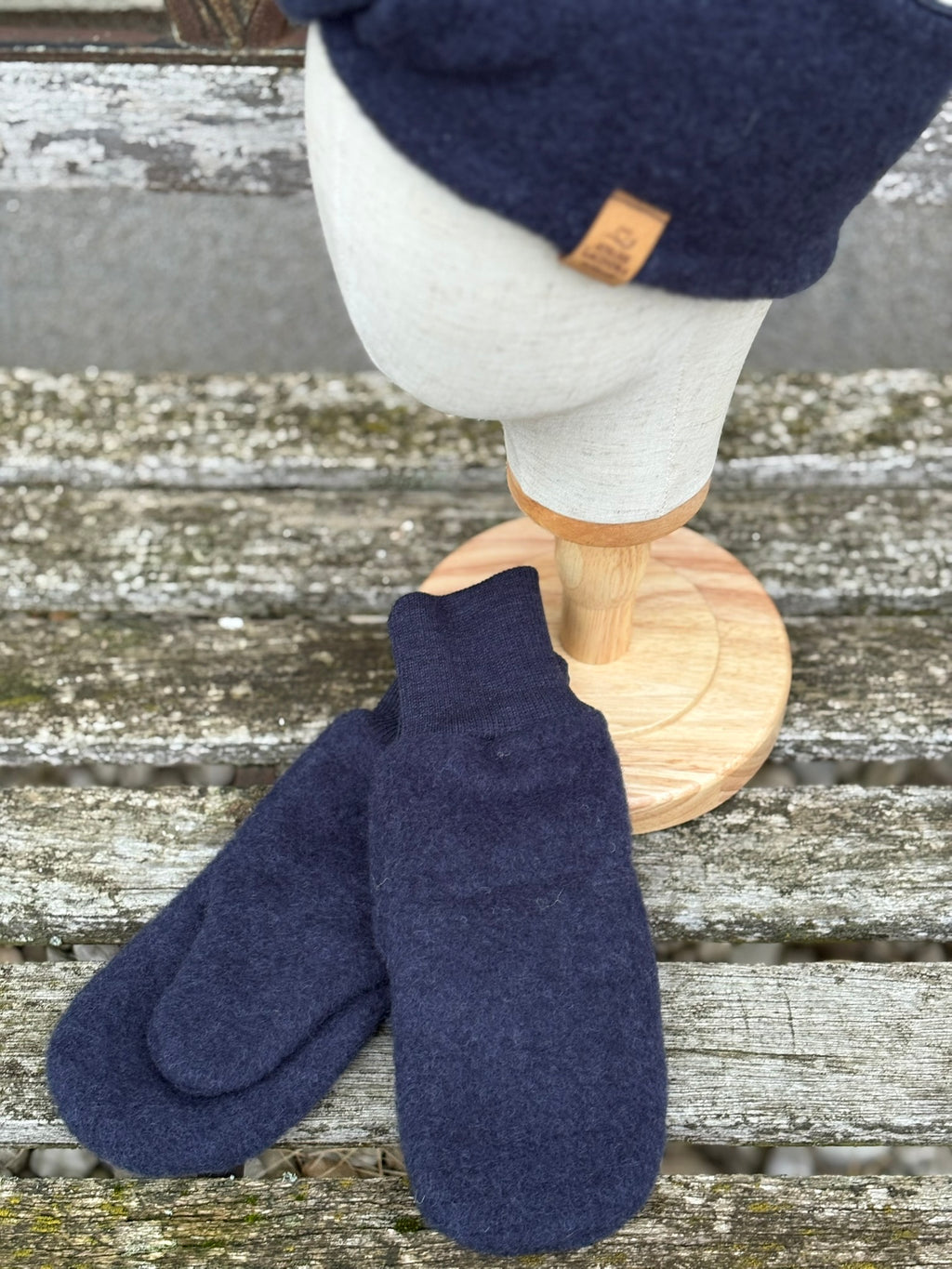 Damen Wollfleece-Stirnband mit Twist *Tiefseeblau*