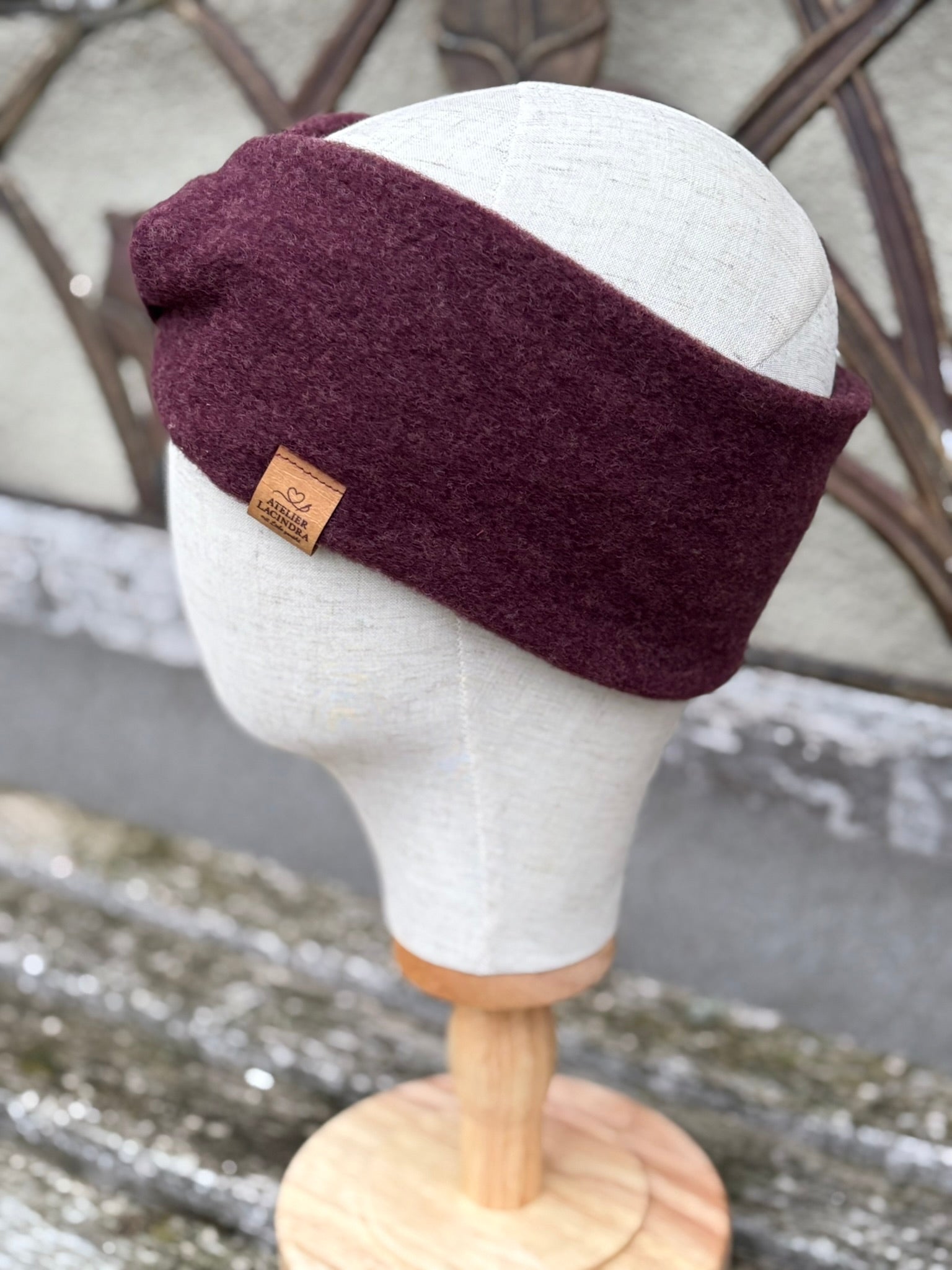 Damen Wollfleece-Stirnband mit Twist *Schokokirsch*